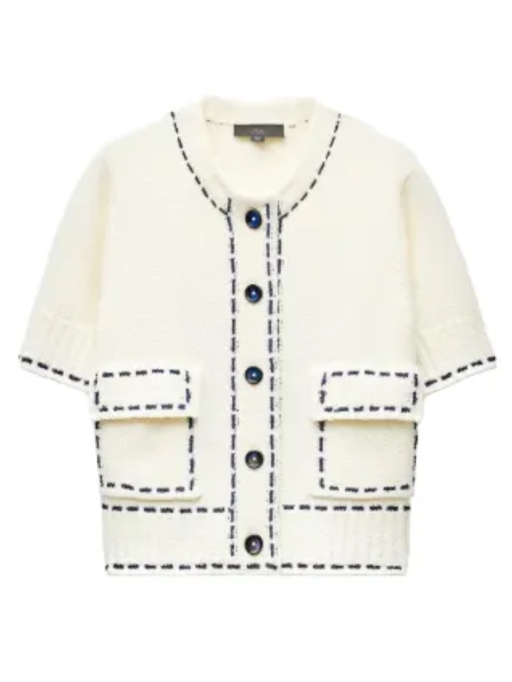 ZARA Cream Cardigan with Navy Accents Size Small